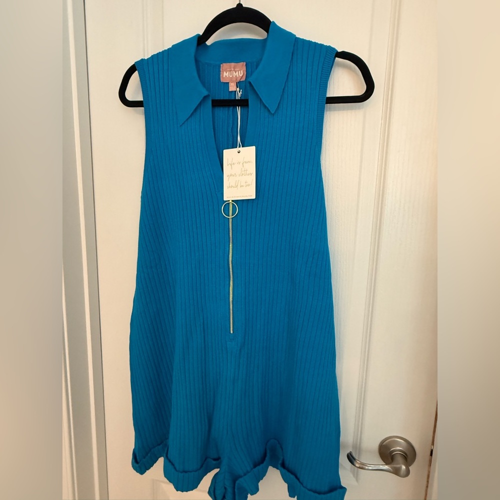 Show Me Your MuMu All in One Teal Zip Romper XL NWT
